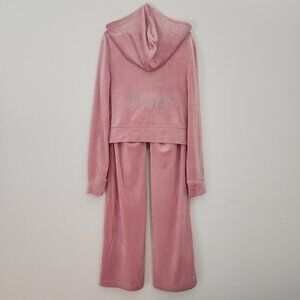 Juicy Couture Tracksuit NWT Size L Women Y2K Velour Hoodie & Pant Rose Pink Soft